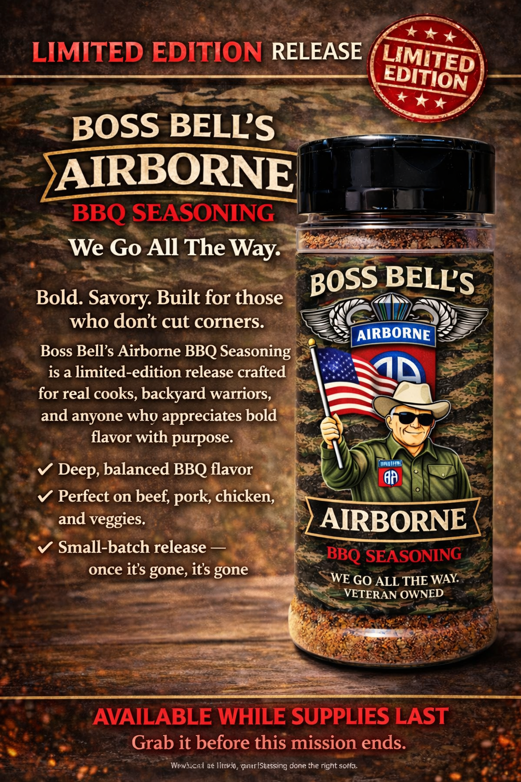 Boss Bell's Airborne BBQ Seasoning 8oz